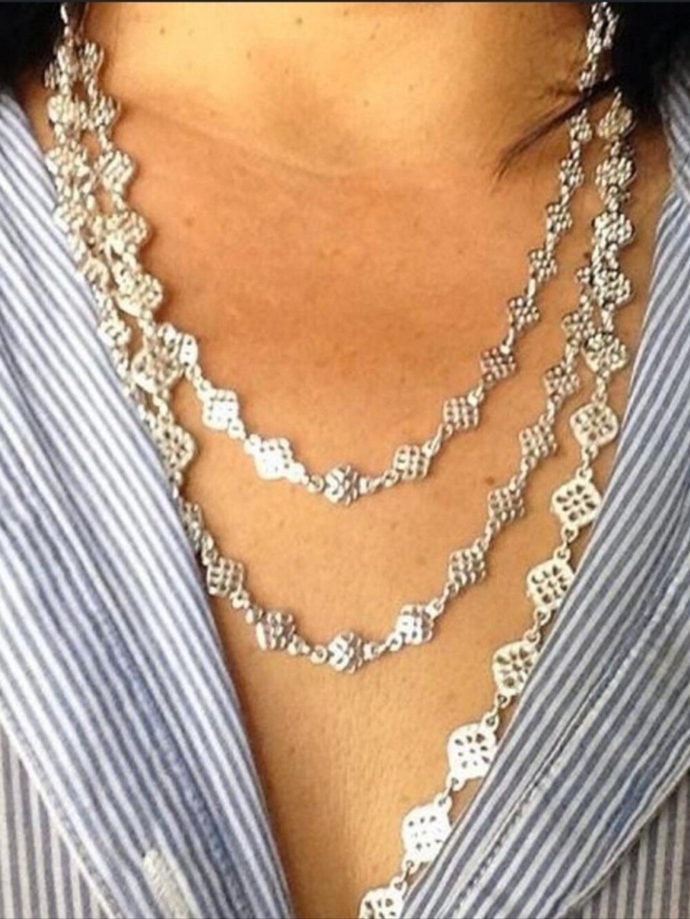 NEW Stella & Dot Silver Multi Strand Necklace